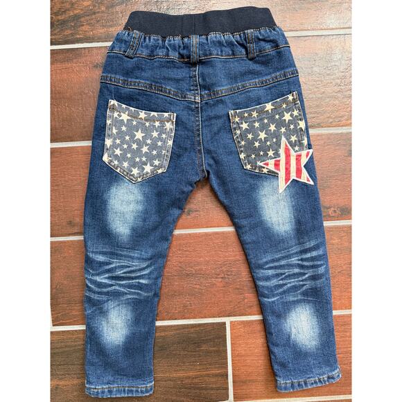 Vintage Kids Patchwork Fleece-Lined Jeans Y2K – Estimated 4T - Picture 6 of 6